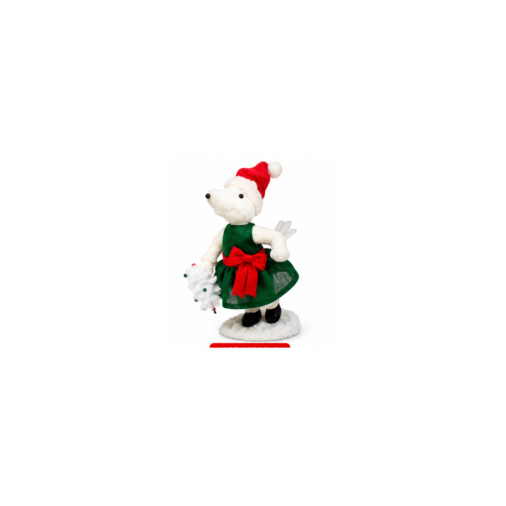 Christmas Mouse Figurine with Green Dress & Santa Hat | 68266098-2 - Home & Kitchen - Lebanon