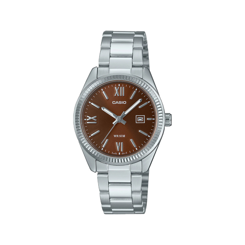 Casio Casio casio-women-3h-watch- women's watch Silver Brown Dial | LTP-1302DD-5AVDF - Home & Kitchen - Lebanon