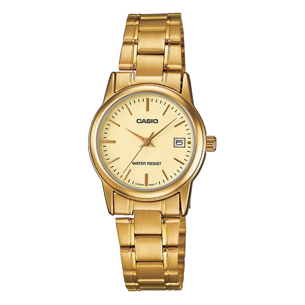 Casio Casio casio-women-3h-watch- Women Watch Gold Water-Resistant | LTP-V002G-9AUDF - Home & Kitchen - Lebanon