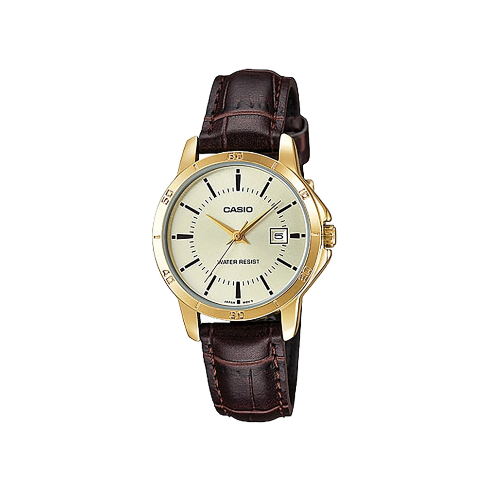 Casio Casio casio-women-3h-watch- Women's Watch Gold Tone Leather | LTP-V004GL-9AUDF - Home & Kitchen - Lebanon