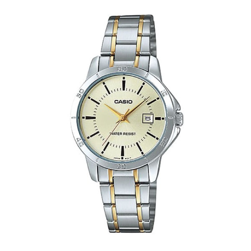 Casio Casio casio-women-3h-watch- Women Watch Gold Date Display | LTP-V004SG-9AUDF - Home & Kitchen - Lebanon