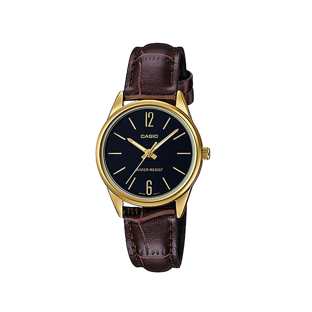 Casio Casio casio-women-3h-watch- Women's Watch Gold Black Dial | LTP-V005GL-1BUDF - Beauty & Personal Care - Lebanon
