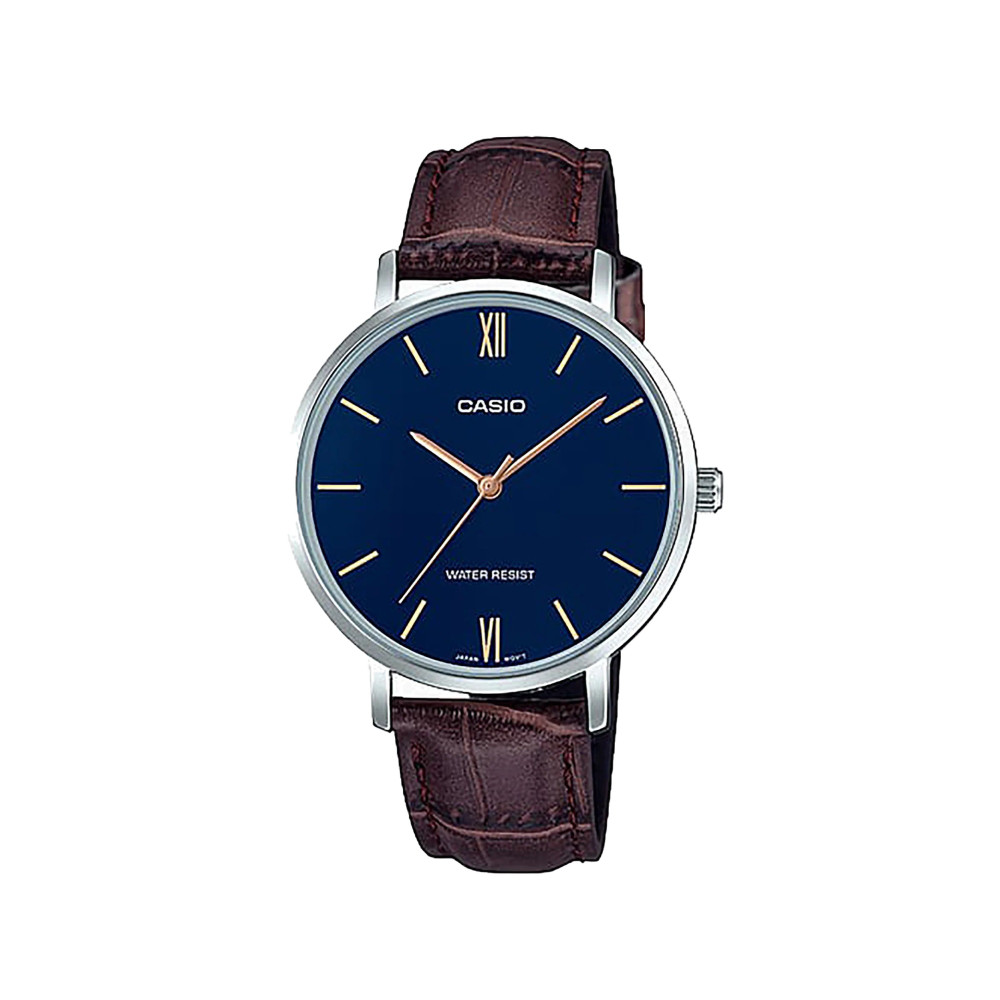 Casio Casio casio-women-3h-watch- LTP-VT01L-2B Women Analogue Watch Blue Leather | LTP-VT01L-2BUDF - Sports & Outdoors - Lebanon