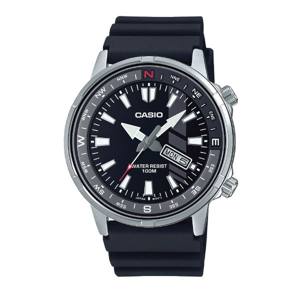 Casio casio-men-3h-watch- Men Watch Black Analog Compass | MTD-130-1AVDF - Sports & Outdoors - Lebanon