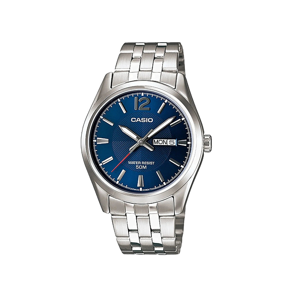 Casio Casio casio-men-3h-watch- Men's Analog Watch Silver Blue Dial | MTP-1335D-2AVDF - Sports & Outdoors - Lebanon