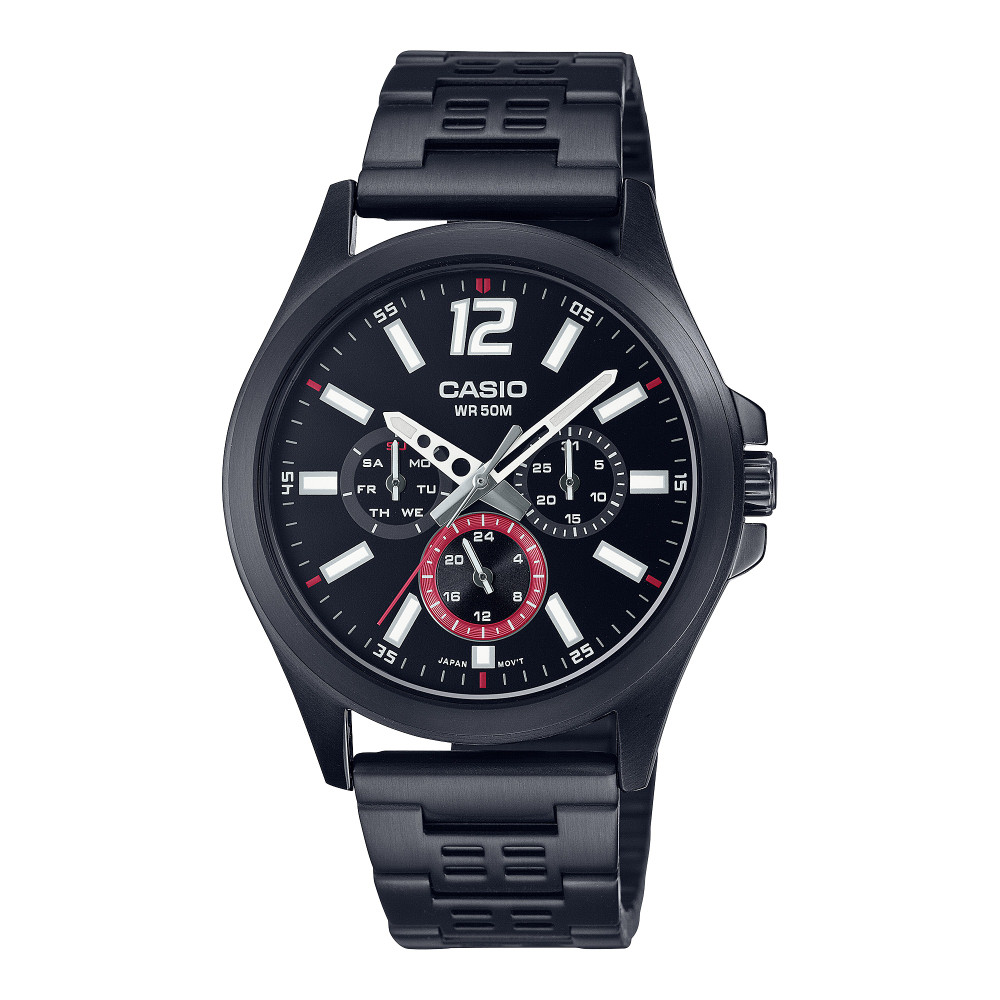 Casio casio-men-3h-watch- Men's Analog Watch Black | MTP-E350B-1BVDF - Sports & Outdoors - Lebanon