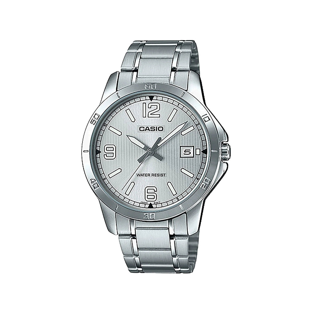 Casio Casio Men 3H Watch Silver Stainless Steel | MTP-V004D-7B2UDF - Home & Kitchen - Lebanon
