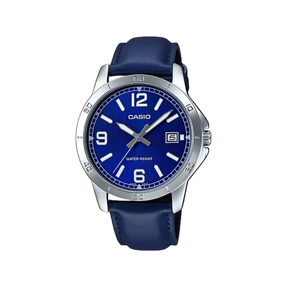 Casio Casio casio-men-3h-watch- Men Watch Blue Dial Leather Strap | MTP-V004L-2BUDF - Home & Kitchen - Lebanon