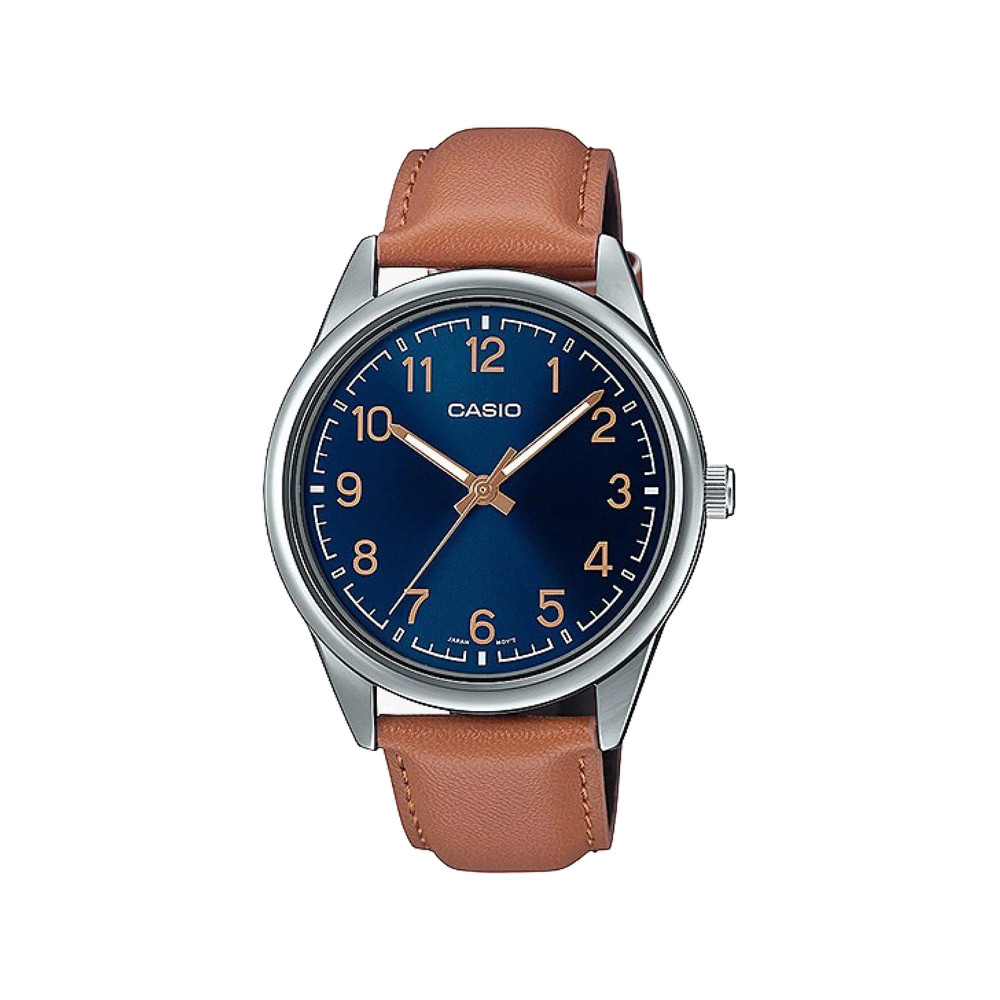 Casio Casio casio-men-3h-watch- Men Watch Blue Leather 40mm | MTP-V005L-2B4UDF - Sports & Outdoors - Lebanon