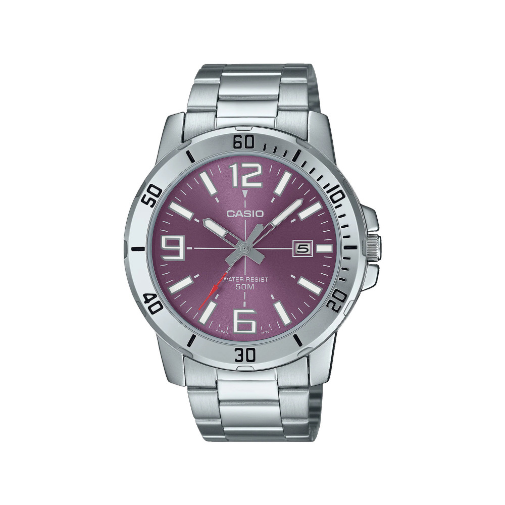 Casio Casio casio-men-3h-watch- Men's Analog Watch Pink Dial | MTP-VD01D-6BVUDF - Home & Kitchen - Lebanon