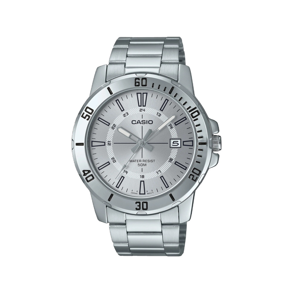 Casio Casio casio-men-3h-watch- Men's Analog Watch Silver 49mm | MTP-VD01D-7CVUDF - Sports & Outdoors - Lebanon