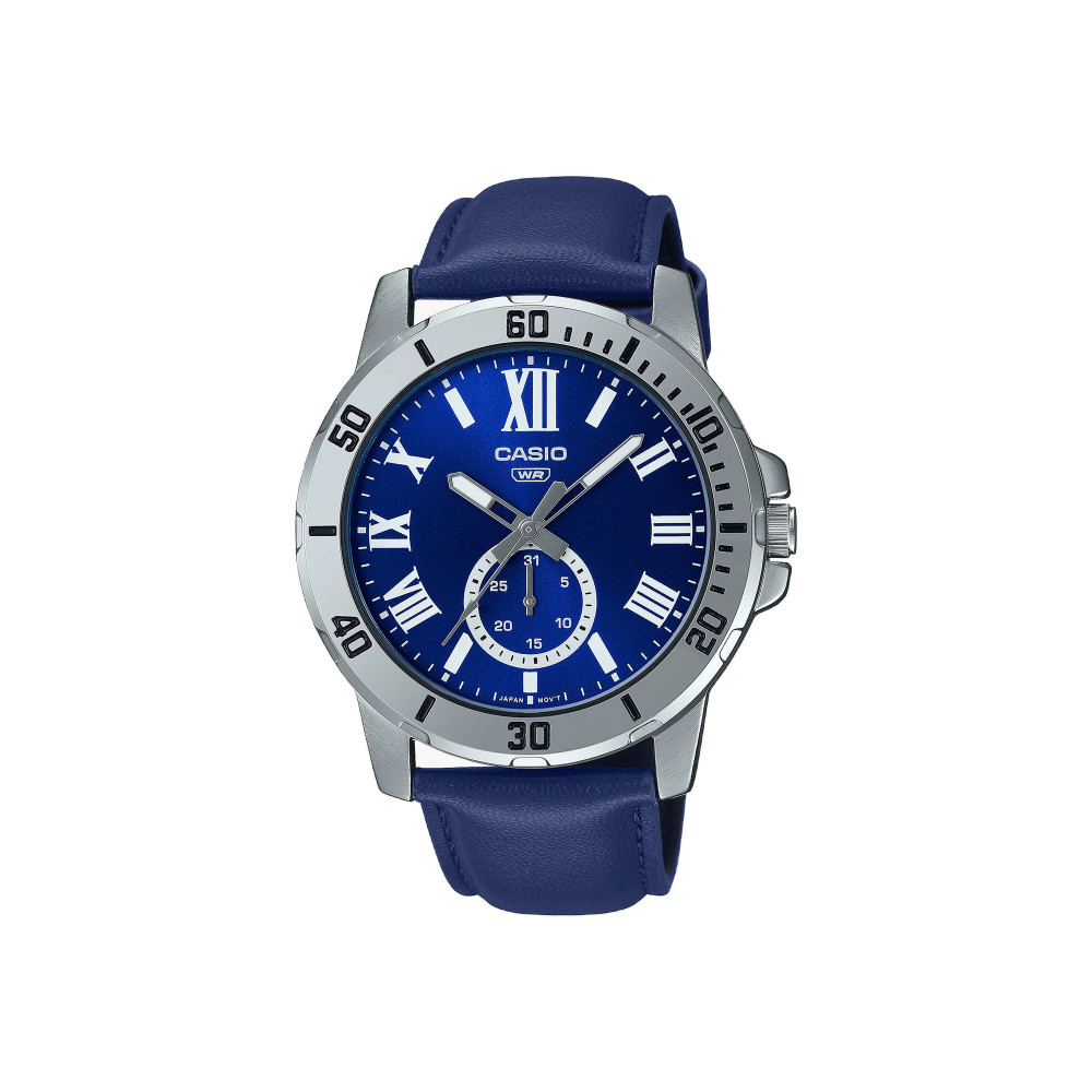 Casio Casio casio-men-3h-watch- Men Analog Watch Blue Dial Leather | MTP-VD200L-2BUDF - Sports & Outdoors - Lebanon
