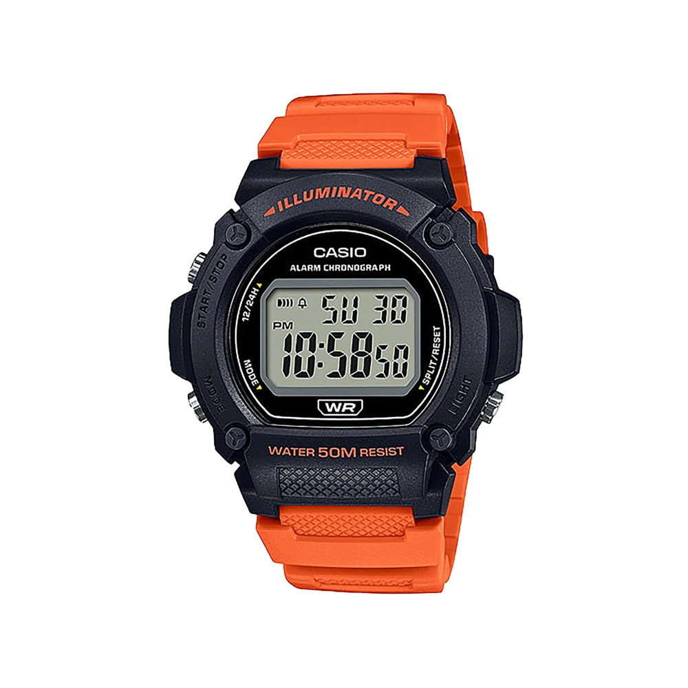 Casio Casio Digital Watch White Resin Orange Band | W-219H-4AVDF - Computers & Tech - Lebanon