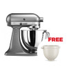 KitchenAid Artisan Series 4.8 L Tilt-Head Stand Mixer + Free Bowl, Silver | KADAP5KSM125ECU