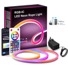 WIFI RGBIC Neon Rope Light: 5M 300LED WiFi Neon LED Strip Light 12V with Music Sync, DIY LED Rope Lights with Remote, Tuya/Smart Life App Control, Works with Alexa and Google Assistant, 5 Meters
