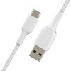 Belkin BoostCharge Braided USB-C to USB-A Cable 3m – White | CAB002BT3MWH