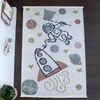 Zymta Comfy Space Astronaut 160 x 230 cm Winter Carpet - Off White / Navy Blue / Salmon / Yellow | co1054