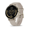 Garmin Venu 3S Health Fitness GPS Smartwatch - Soft Gold Stainless Steel Bezel with French Gray Case and Silicone Band | 010-02785-02