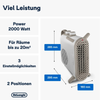 De’Longhi Fan Heater, Metal, 2000W Max - Vertical & Horizontal Position | DEL-HFS70B20WH