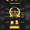 PXN V3 Pro 180 Degree Steering Wheel with Pedals, Vibration Feedback fot for PC, PS3, PS4, Xbox One & Series XS, Nintedno Switch - Yellow