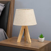 Minimalist Wooden Tripod Table Lamp - 36 cm, Linen Shade | SK856