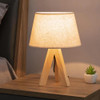 Minimalist Wooden Tripod Table Lamp - 36 cm, Linen Shade | SK856