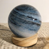 Blue Swirled Glass Globe Accent Lamp with Wooden Base | SK925