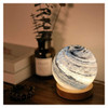 SK Blue Swirled Glass Globe Accent Lamp with Wooden Base - view 2
