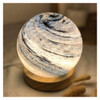 SK Blue Swirled Glass Globe Accent Lamp with Wooden Base - view 3