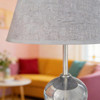Modern Metallic Glass Table Lamp with Grey Fabric Shade 24 cm | SK924G