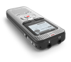 Philips Voice Tracer DVT2050 silver digital audio recorder front view with backlit display and microphones