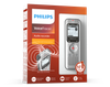Philips Voice Tracer DVT2050 silver digital audio recorder front view with backlit display and microphones