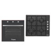 Perfetto 60cm Built-In Hob & Gas Oven Bundle Black with 4 Burners, Turbo Fan & Timer | PERTOP60BL+PEROV60BL