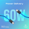 Promate Ultra-Fast 60W Power Delivery USB-C Cable - Navy | EcoLine-CC200