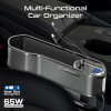 PROMATE 65W Multi‑Functional Car Organizer & Charging Station with USB‑C & Lightning Retractable Cables - Black | CarMate‑RPD