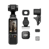DJI Osmo Pocket 4 Creator Combo handheld gimbal camera with microphone, fill light, wide-angle lens, and tripod