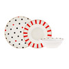Karaca Drop 18-Piece Porcelain Dinner Set for 6 People with Black and Red Design - 153.03.06.9623