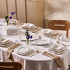 Karaca Square Bone Deren 60-Piece White Embossed Porcelain Dinner Set for 12 People - 153.03.08.2652