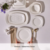 Karaca Square Bone Deren 60-Piece White Embossed Porcelain Dinner Set for 12 People - 153.03.08.2652