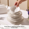 Karaca Square Bone Deren 60-Piece White Embossed Porcelain Dinner Set for 12 People - 153.03.08.2652
