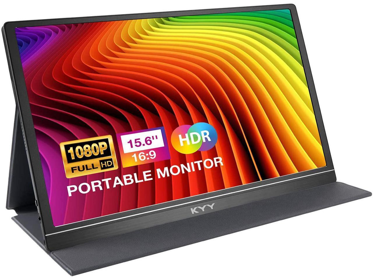 KYY Portable Monitor 15.6'' 1080P FHD USBC Portable Monitors w/Smart