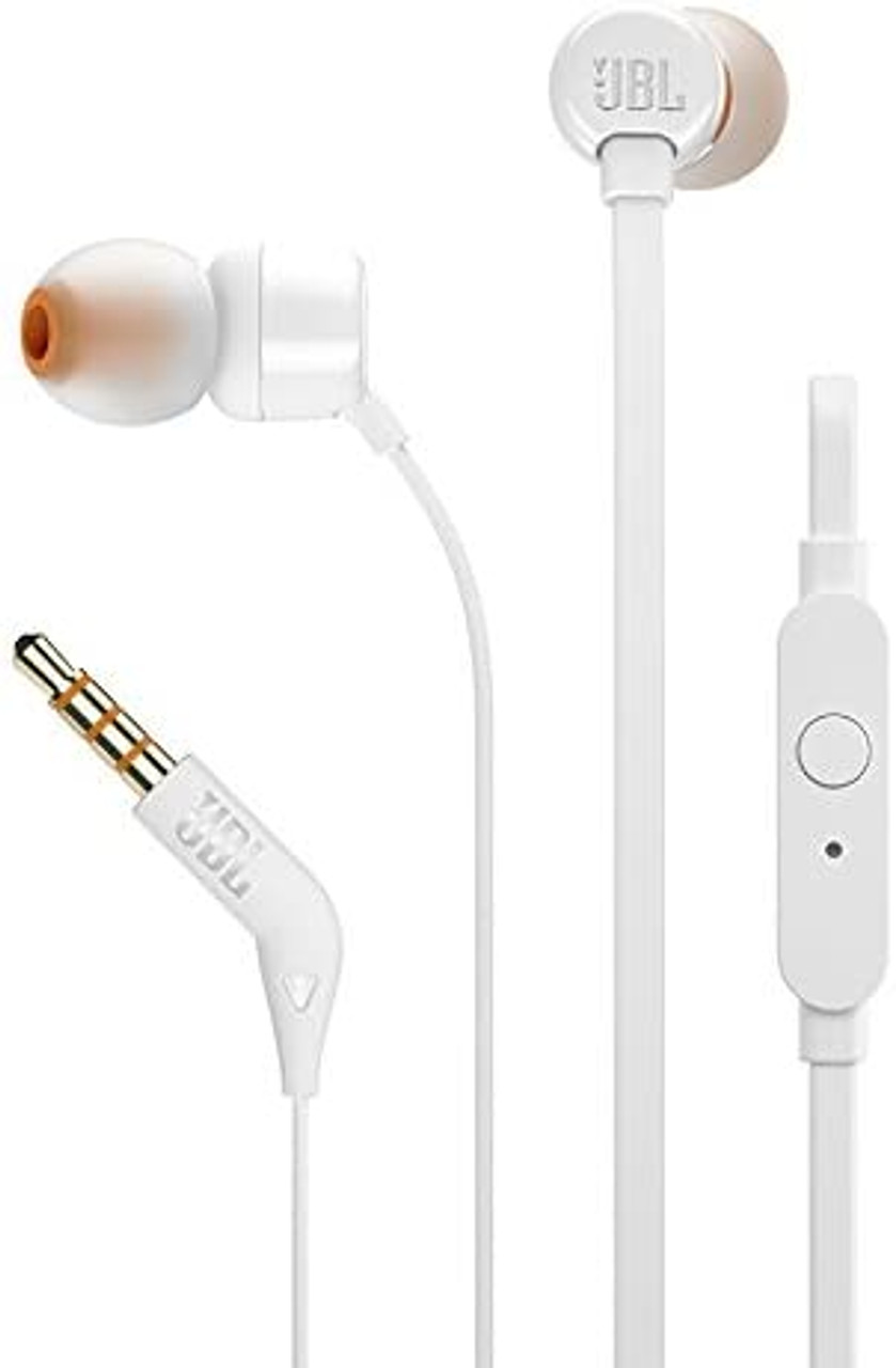 JBL T110 Pure Bass In-Ear Headphones - White, JBLT110WHT, AYOUB COMPUTERS