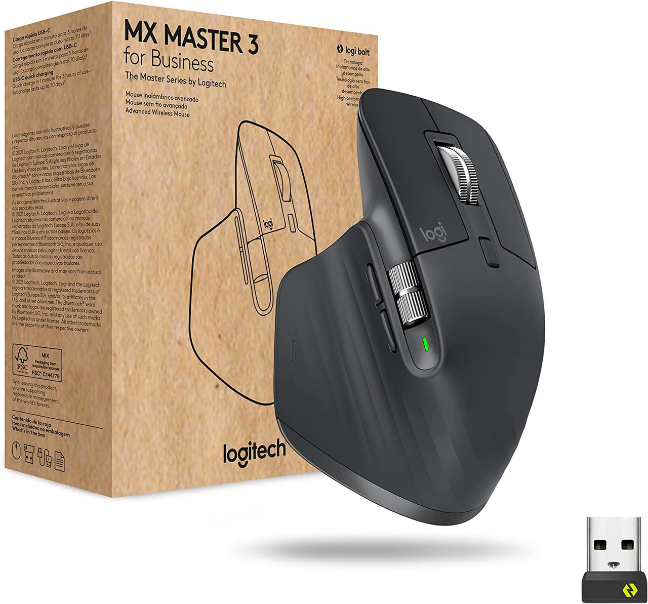Logitech MX Master 3 Advanced Wireless Mouse Ultrafast Scrolling Use on Any  Surface Ergonomic 4000 DPI USB C Black - Office Depot