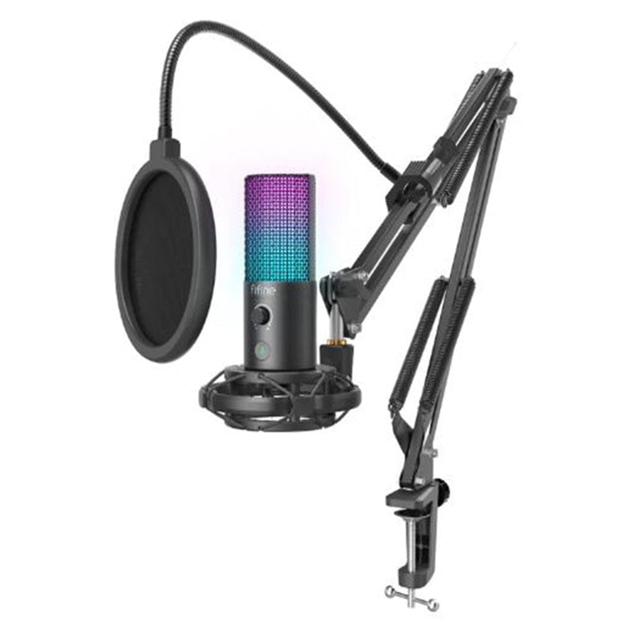 FIFINE USB Microphone Gaming, RGB Dynamiques Micro pour PC, Bouton de  Silence & 3,5mm Prise Casque, Plug and Play Microphone Cardioïde pour  Diffusion