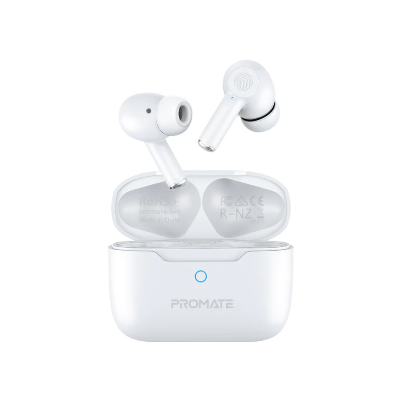 Promate High-Definition ANC TWS Earphones with intellitouch -White