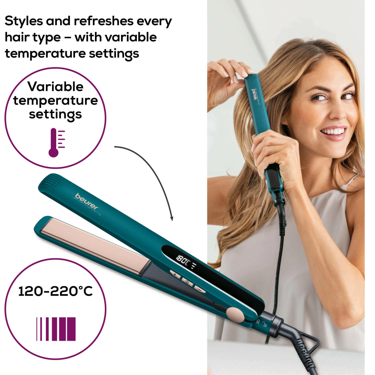 Beurer HS 50 Ocean Hair straightener Stylish straighteners for