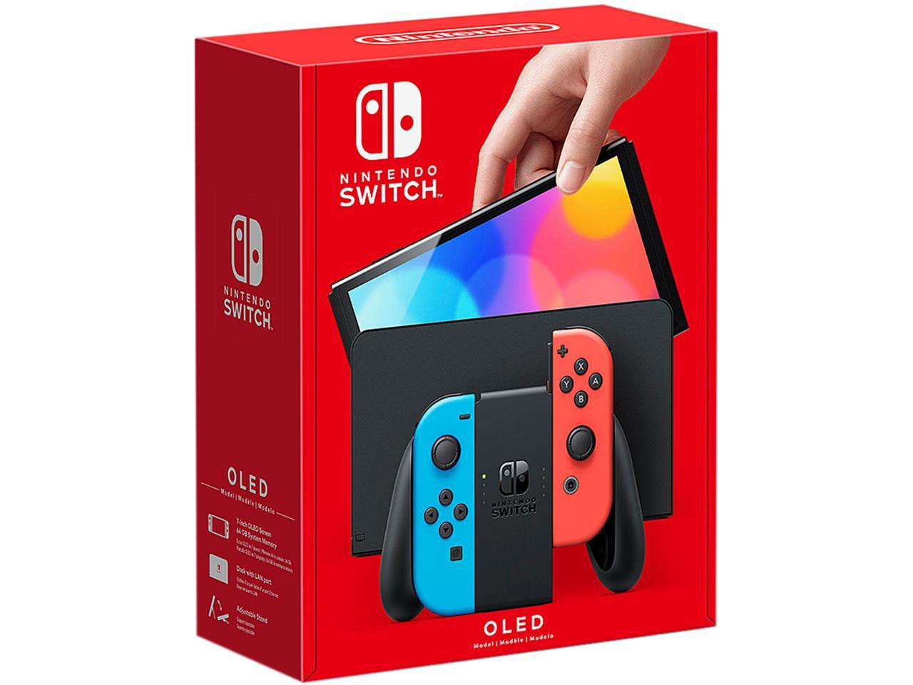 Nintendo Switch - OLED model with Neon Red and Neon Blue Joy-Con
