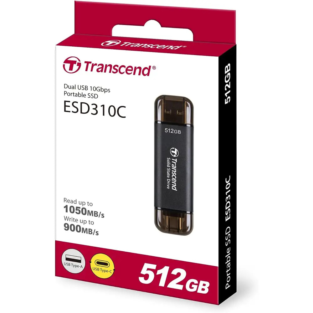 Transcend SSD USB-C & A ,512GB, ESD310C | TS512GESD310C | AYOUB