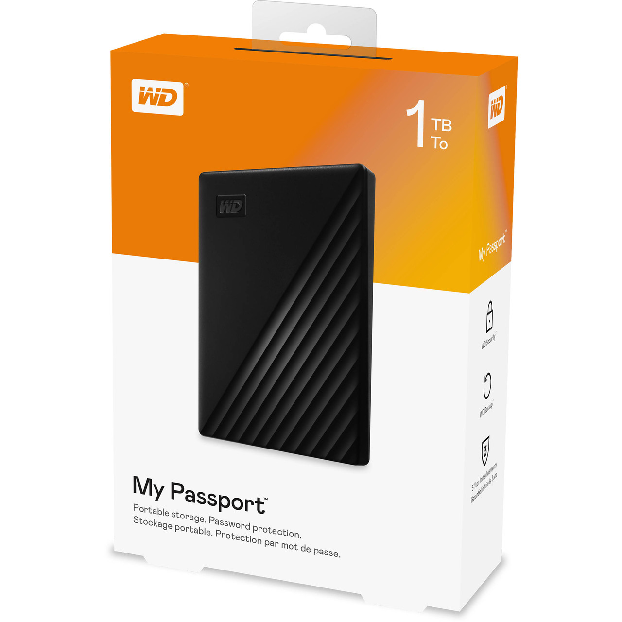 WD 1TB My Passport Portable External Hard Drive, Black