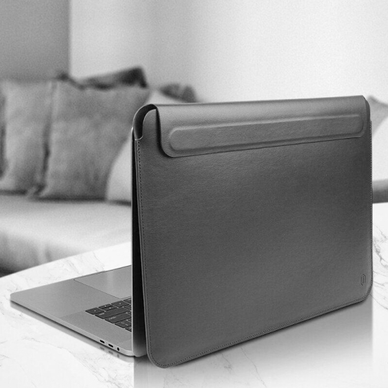 Achetez Soja Microfiber pu en Cuir à Manches en Cuir Avec Coussinet de Souris  Pour MacBook Air / Pro de 13 Pouces - le Noir de Chine